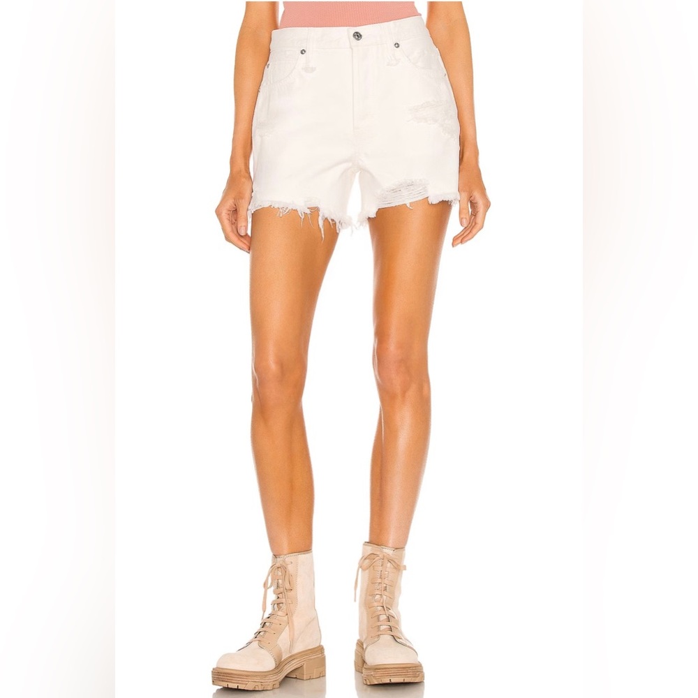 Free People We The Free white denim distressed shorts